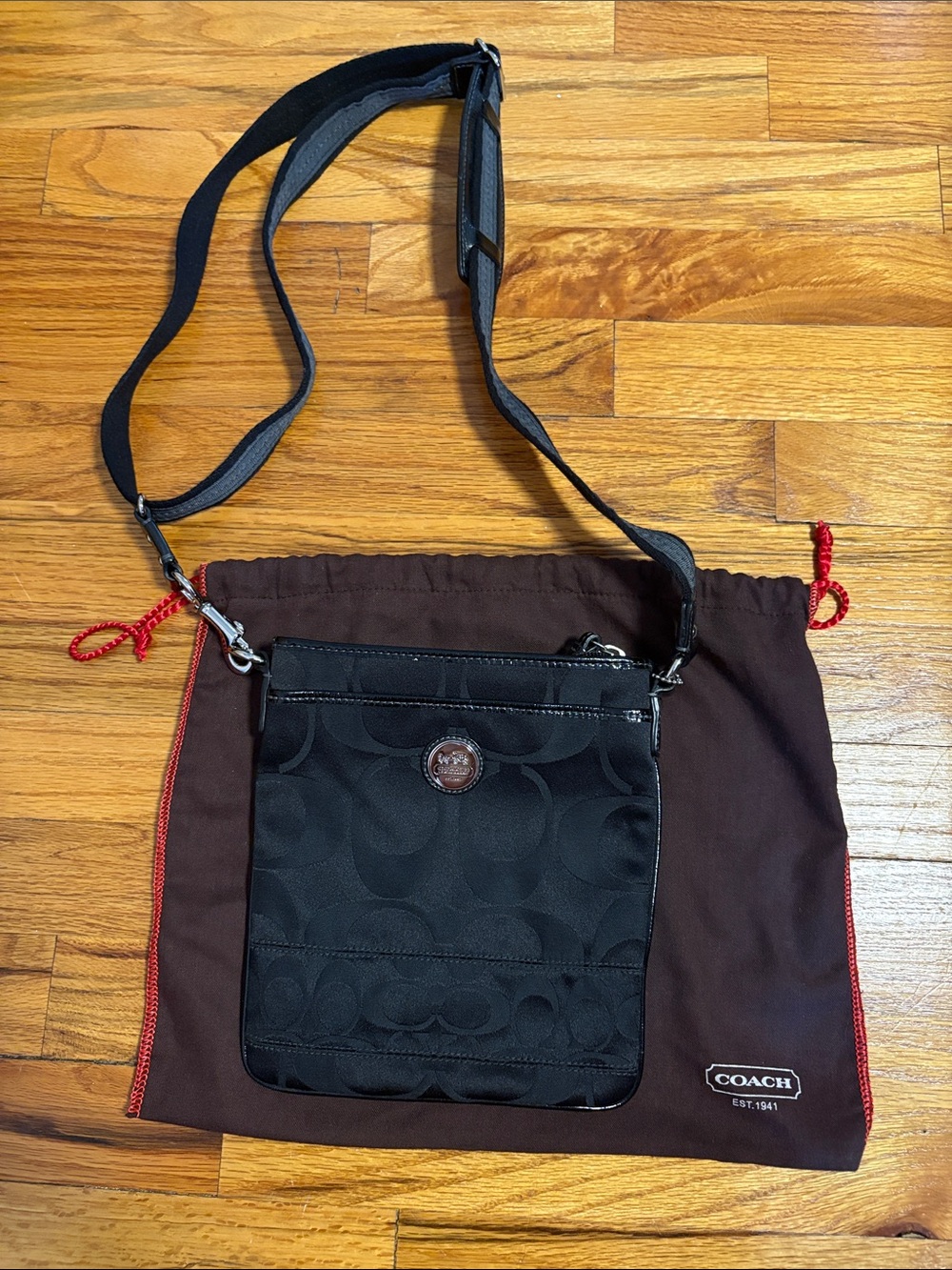 Coach Black Signature Crossbody Messenger Bag